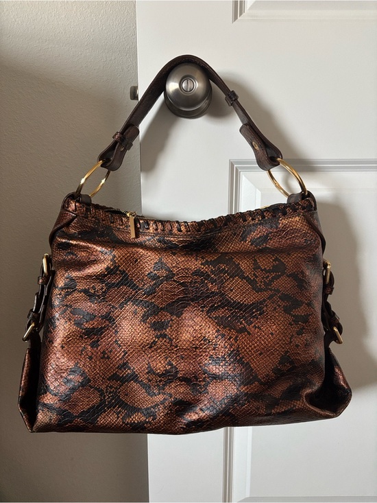 The Find Handbags - The Find - Gorgeous Copper Snake-Print Shoulder Bag with Gold Accent- like new